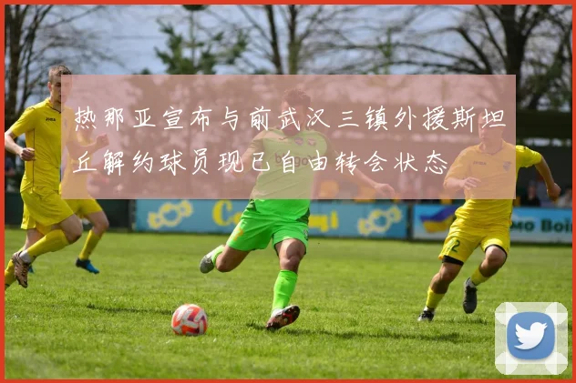 热那亚宣布与前武汉三镇外援斯坦丘解约球员现已自由转会状态